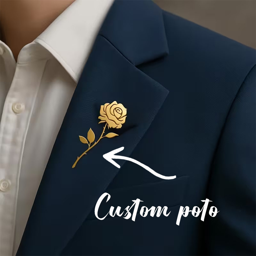 Men Accessories Photos - Custom Rose Flower Brooch for Men