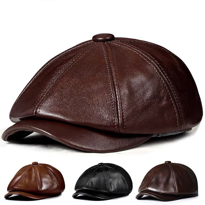Spring New Genuine Leather Hat - Men Accessories Brands recension och pris